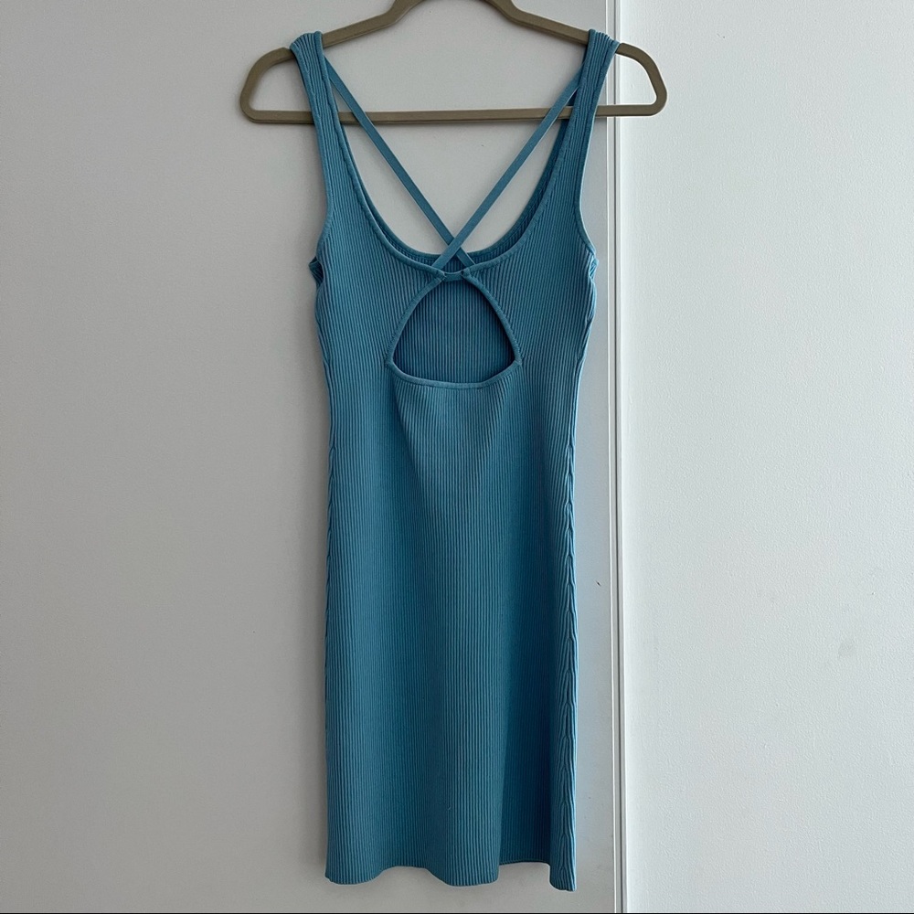 Blue form-fitting dress
